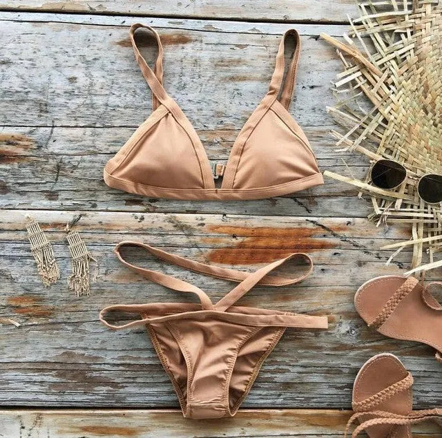 bikini 2017 New Women Push Up Bikini Set Vintage Biquini Ruffled Swimsuit
