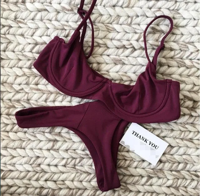 bikini 2017 New Women Push Up Bikini Set Vintage Biquini Ruffled Swimsuit
