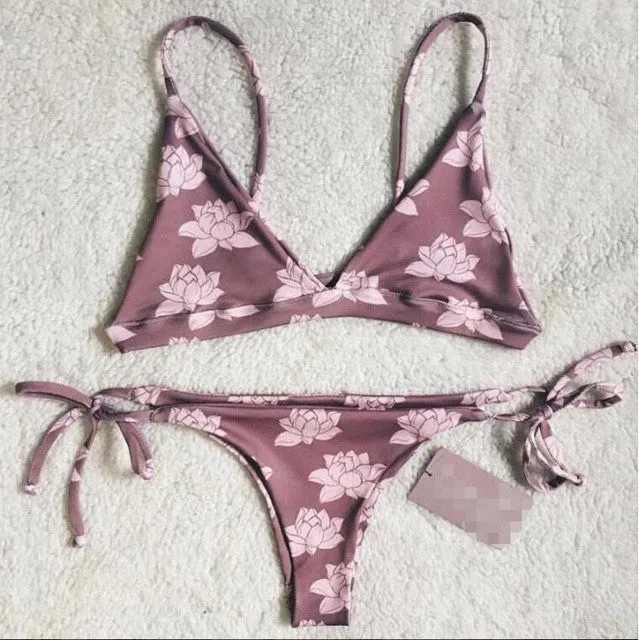 bikini 2017 New Women Push Up Bikini Set Vintage Biquini Ruffled Swimsuit