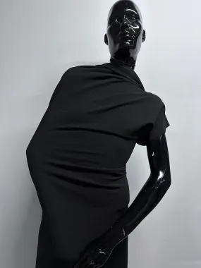 Black Compression Extra Ribbed Weave Legging Fabric