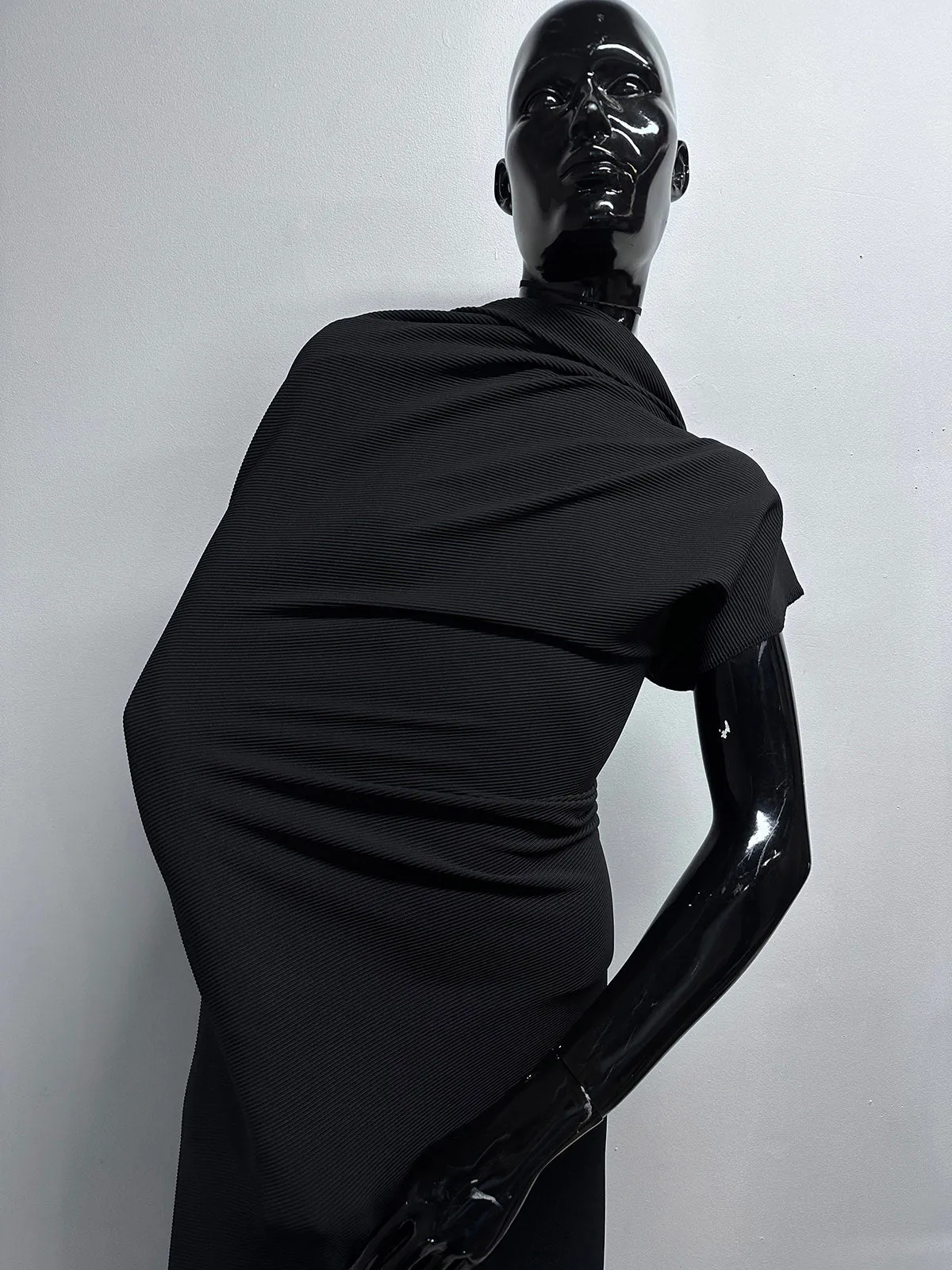 Black Compression Extra Ribbed Weave Legging Fabric