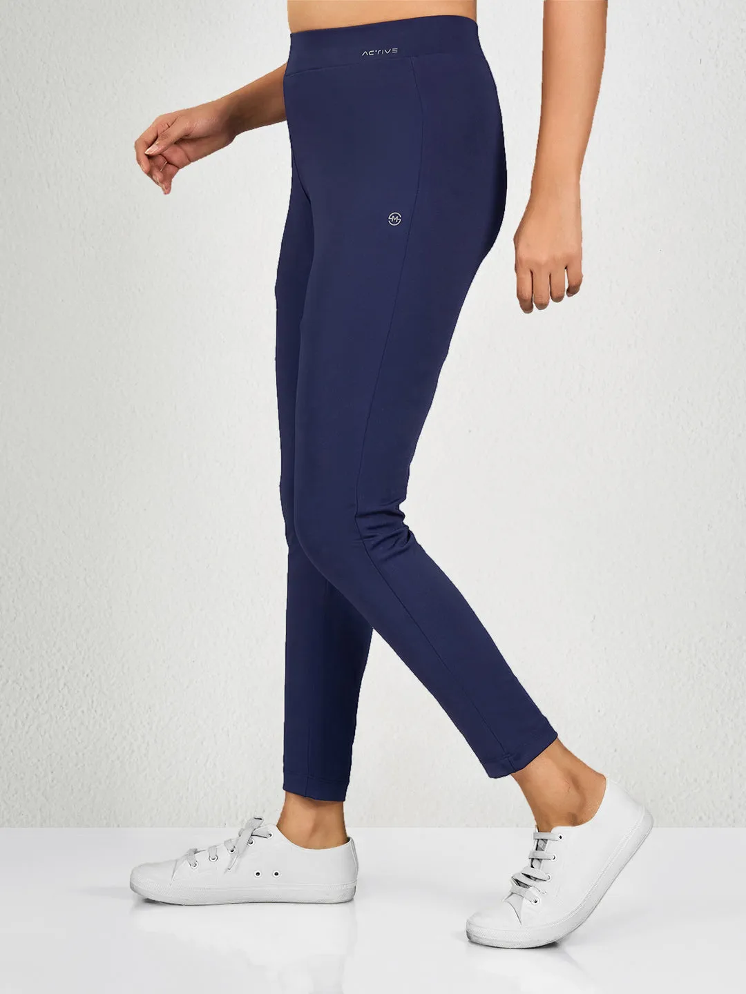 Blue Solid CP Yoga Pants