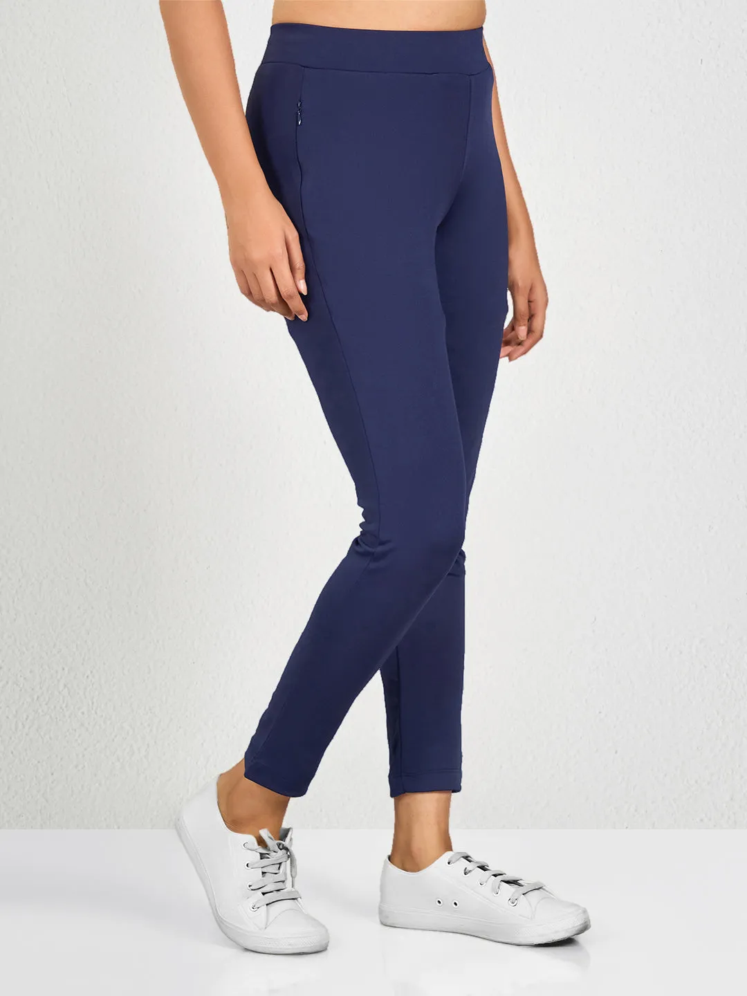 Blue Solid CP Yoga Pants