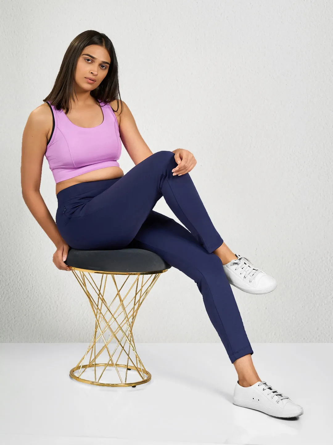 Blue Solid CP Yoga Pants