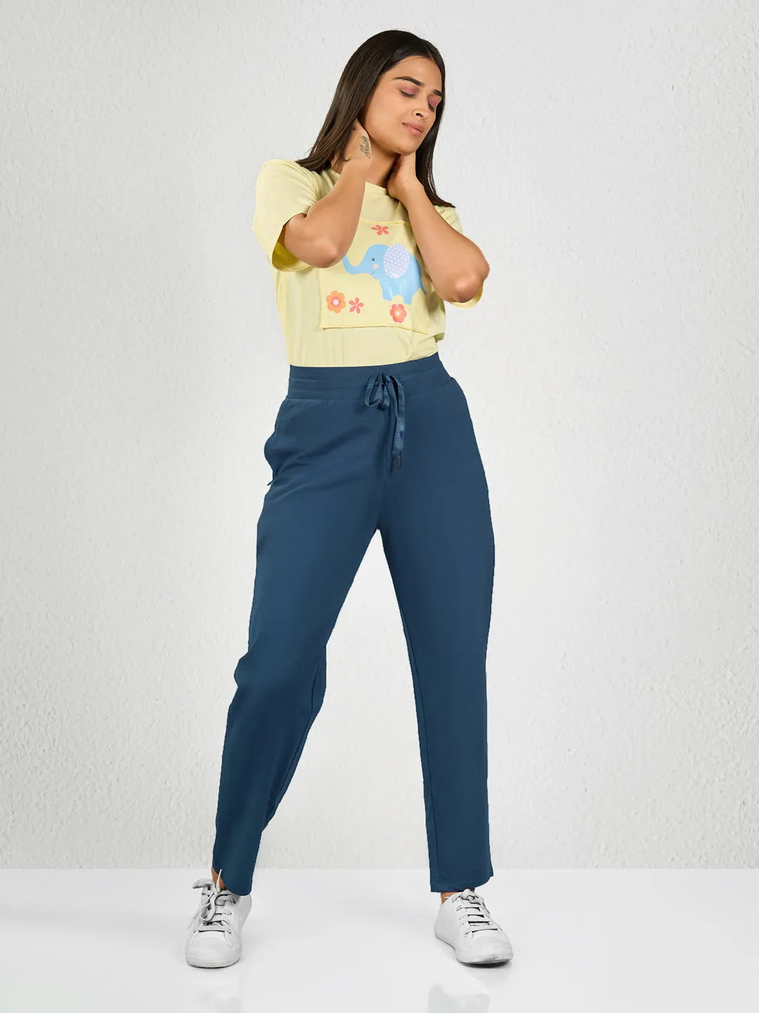 Blue Solid CR Track Pant