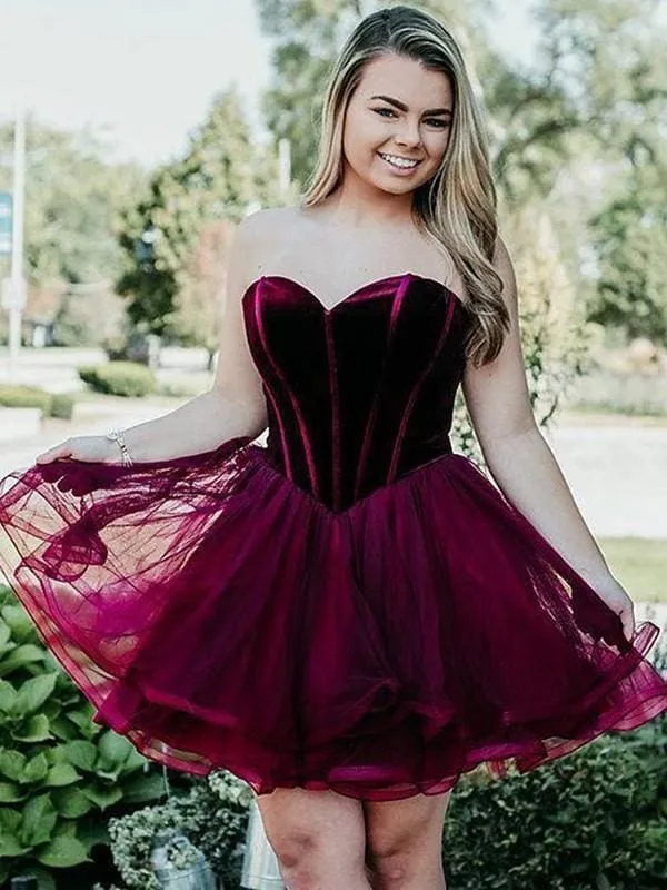Bridelily A-Line With Ruffles Sweetheart Organza Sleeveless Short/Mini Dresses