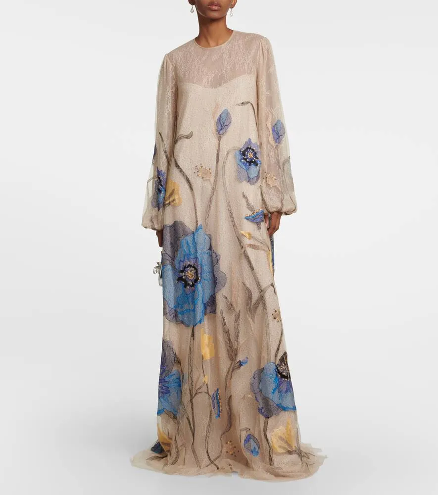 Costarellos Yesenia embroidered tulle and lace gown