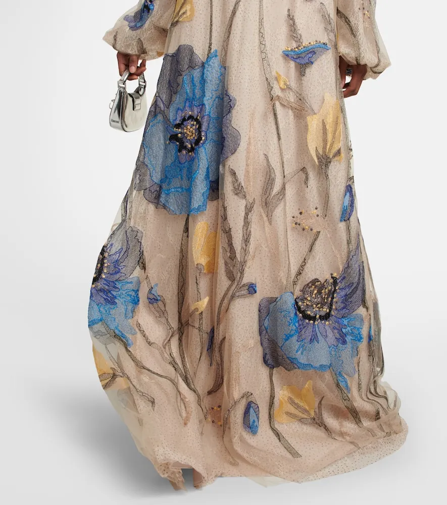 Costarellos Yesenia embroidered tulle and lace gown