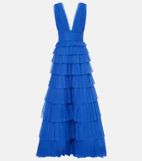 Costarellos Zeferra pliss√É¬© tiered tulle gown
