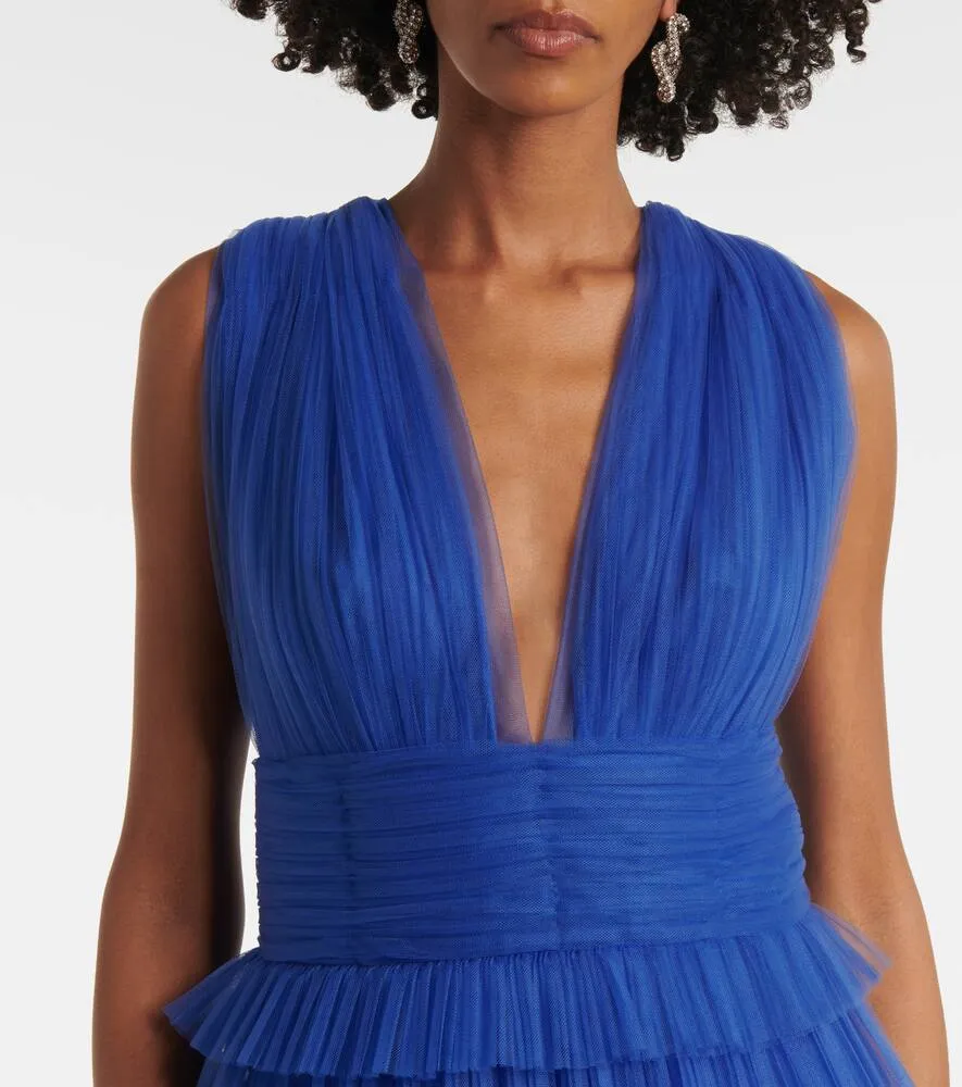 Costarellos Zeferra pliss√É¬© tiered tulle gown