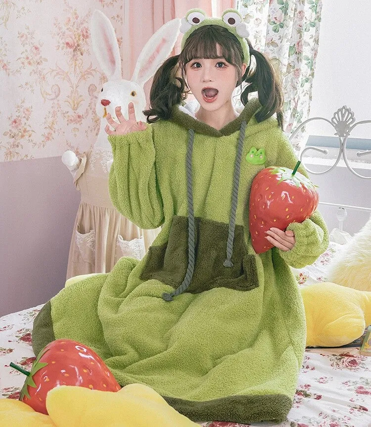 Cute Double-sided Velvet Frog Pajamas