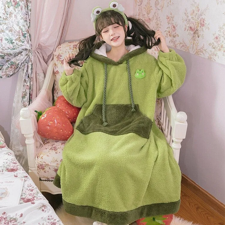 Cute Double-sided Velvet Frog Pajamas