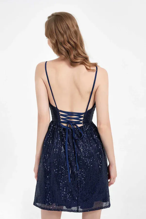 Fashion Homecoming Dresses Sweetheart Neck Mini Sequin Dress