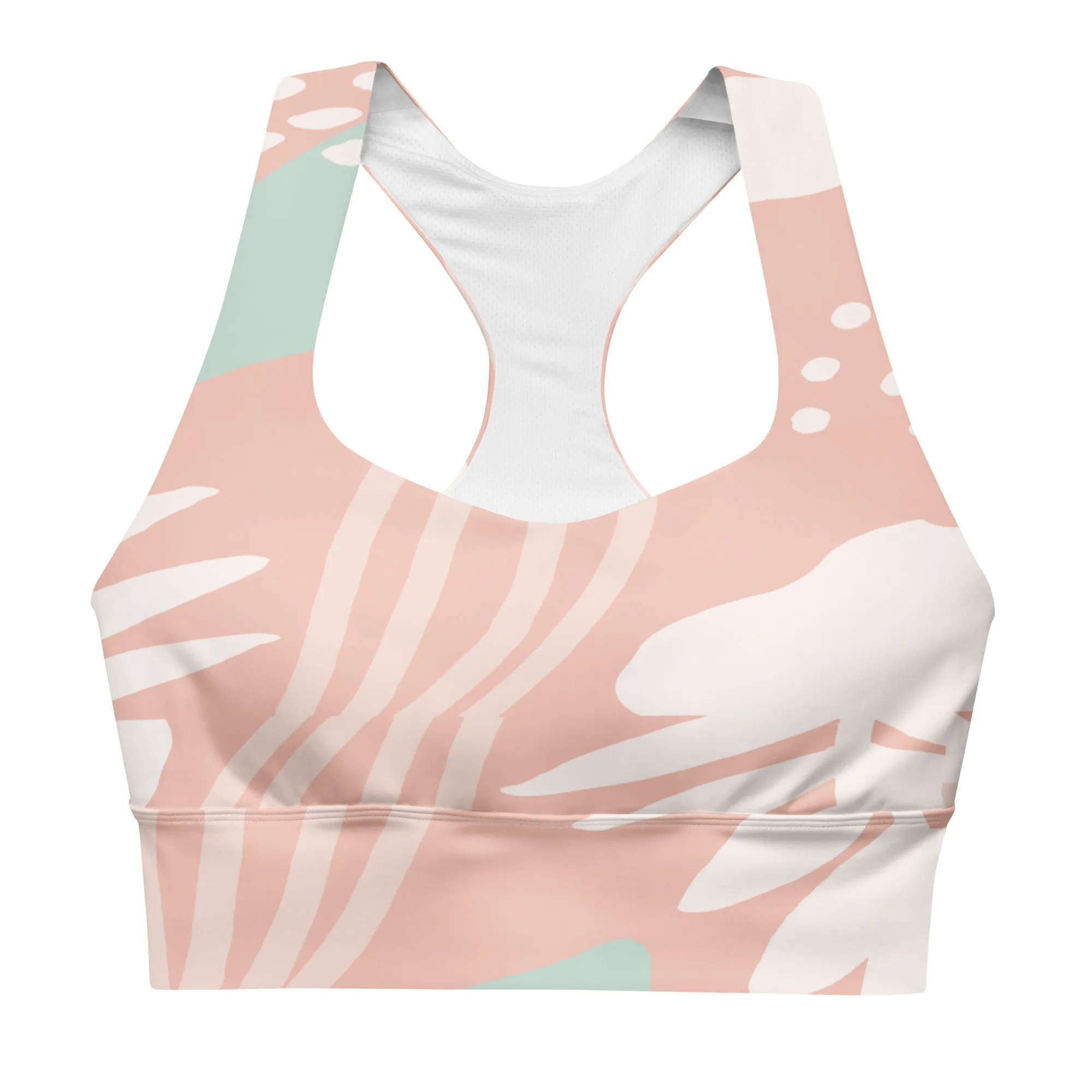FYD Longline sports bra in peach spring floral