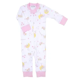 Magnolia Baby Girls Moon and Stars Zipped Pajamas - Pink
