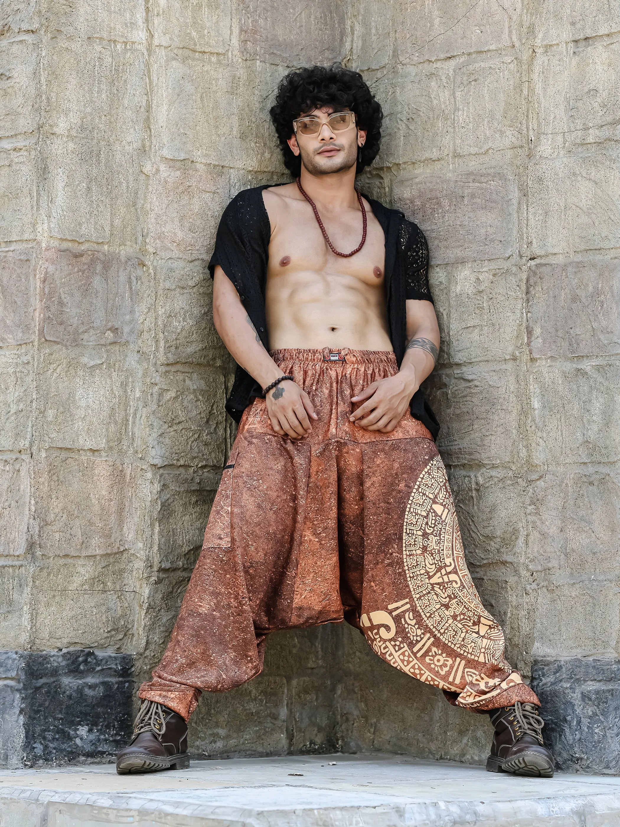 Men's Hippy Baggy Aladdin Dhoti Harem Pants For Travel Dance Yoga