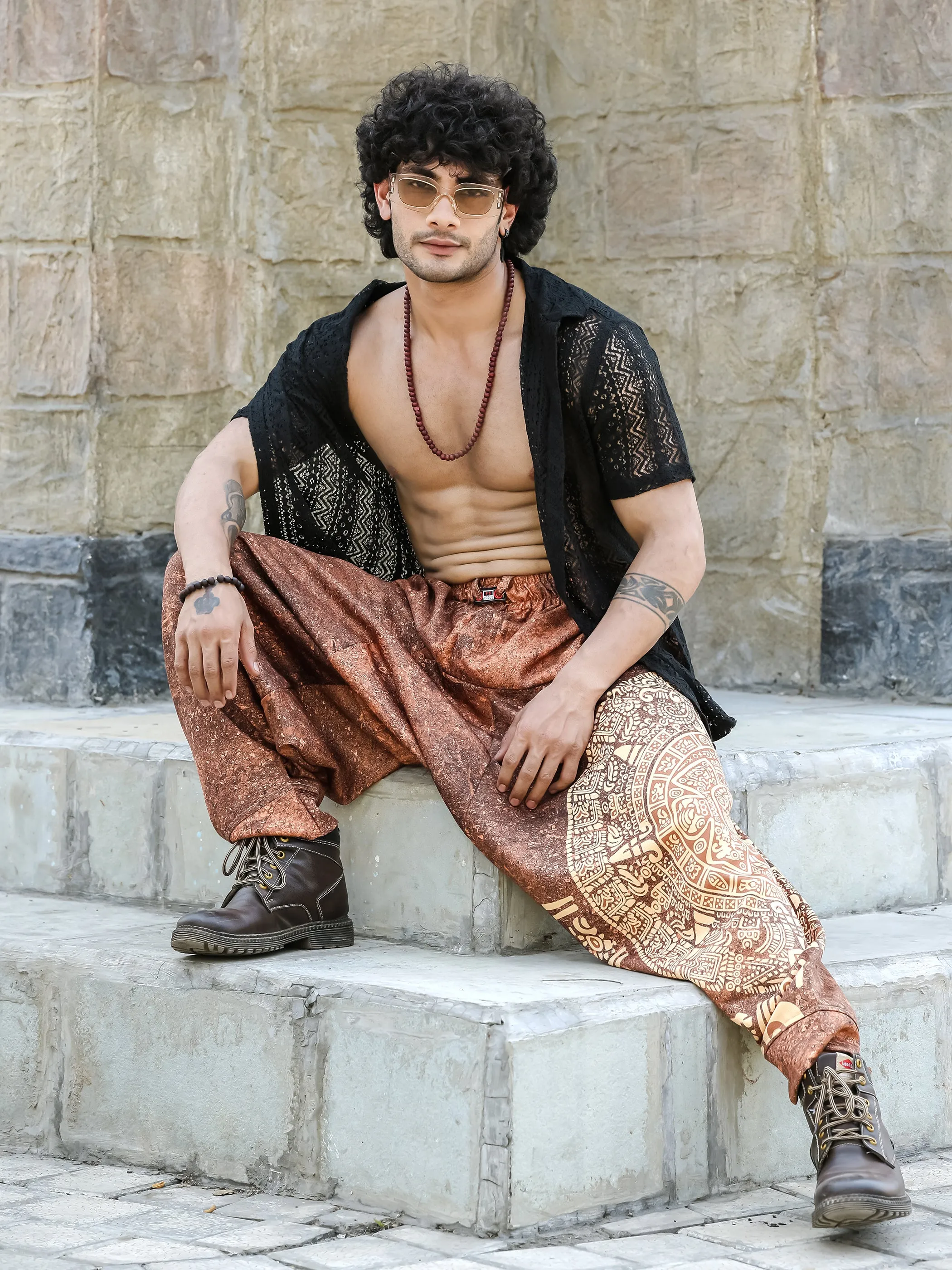 Men's Hippy Baggy Aladdin Dhoti Harem Pants For Travel Dance Yoga