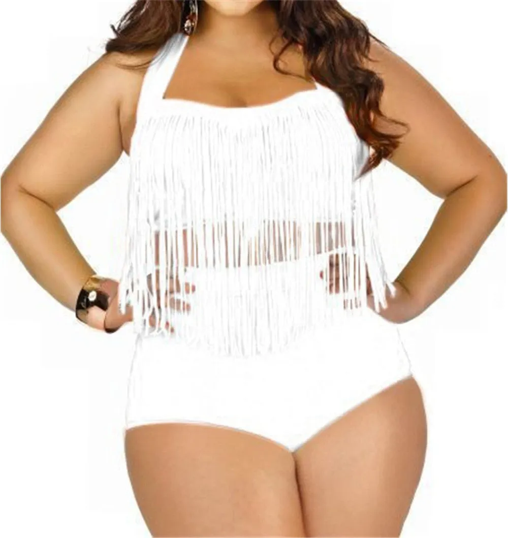 Plus Size Tassels Bikinis High Waist Women Bra Bikini Beachwear