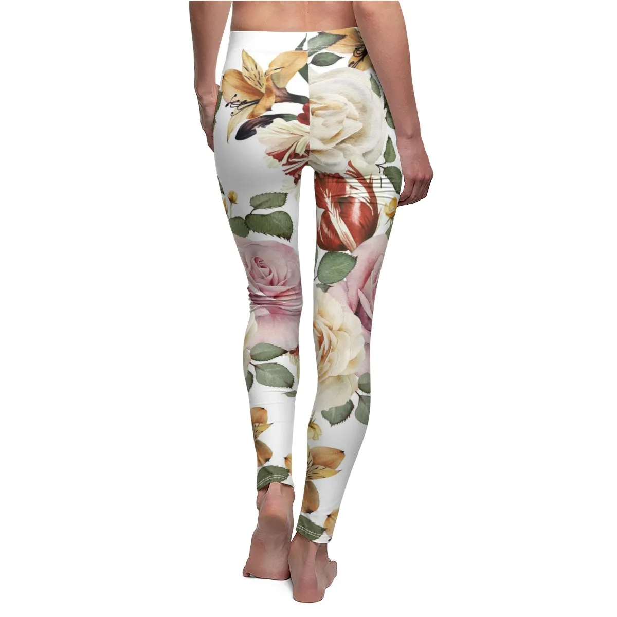 Red White & Pink Roses Women's Leggings