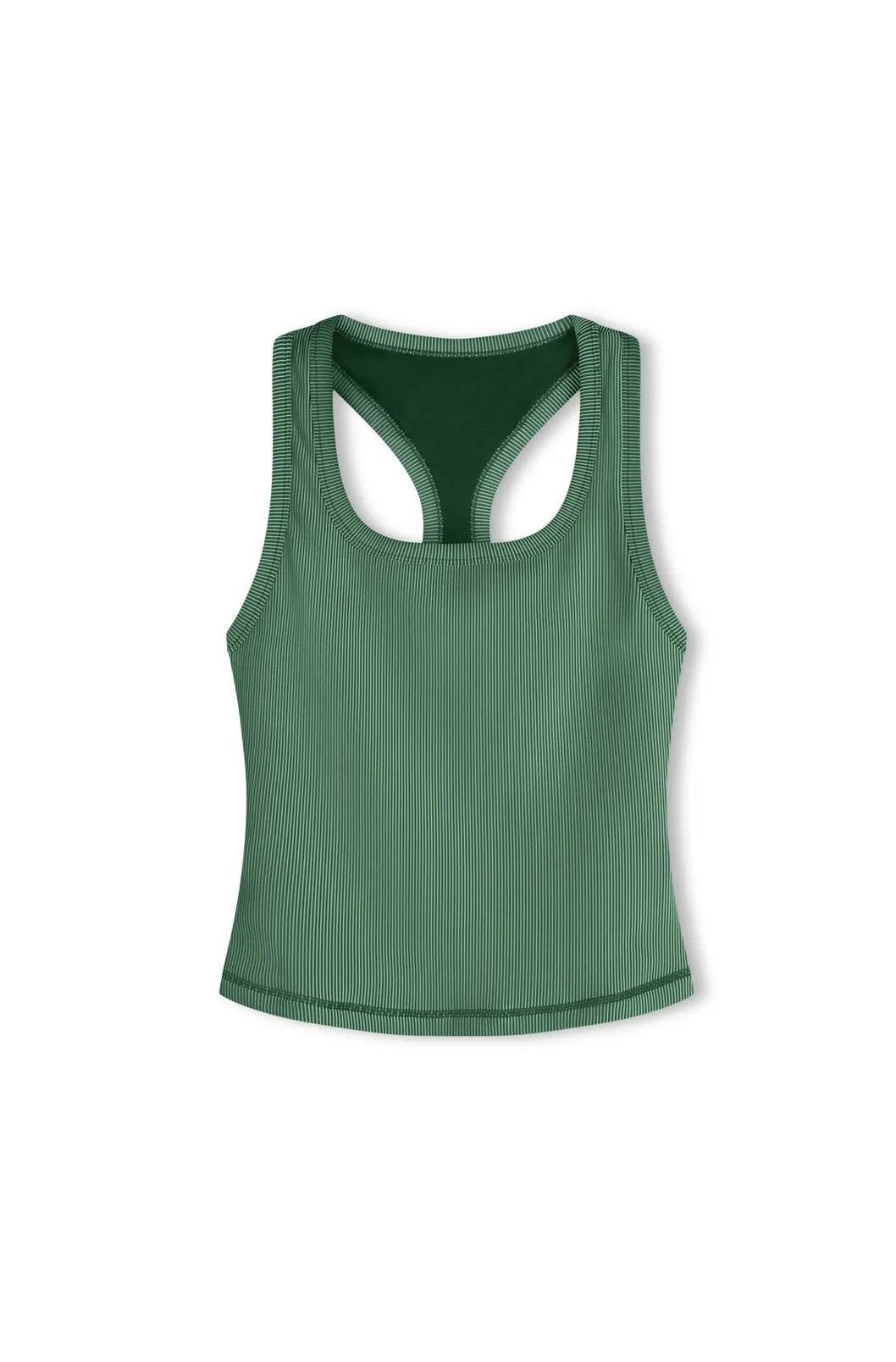 STRIPE RIB RACER BACK TANK | TALLOW GREEN