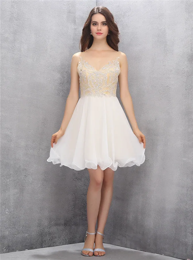 White Homecoming Dresses,Short Homecoming Dress,Homecoming Dress for Teens,HC00010