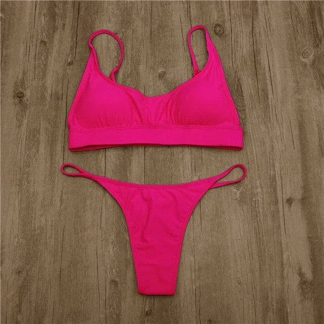 Women Sexy Solid Bikini Set  2019