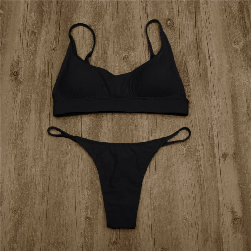 Women Sexy Solid Bikini Set  2019