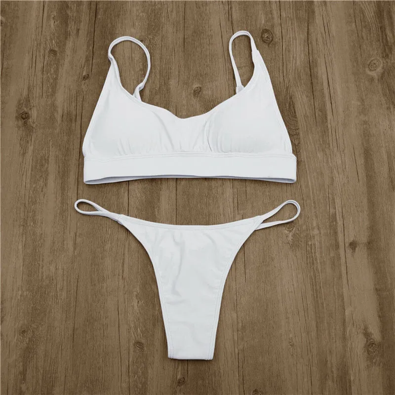 Women Sexy Solid Bikini Set  2019